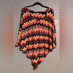 Jennifer Lopez Sparkly Multi-color Chevron Poncho Top
